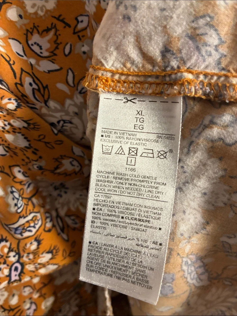 Old Navy Mustard Yellow Floral V-Neck Short Sleeve Cinch Blouse  XL